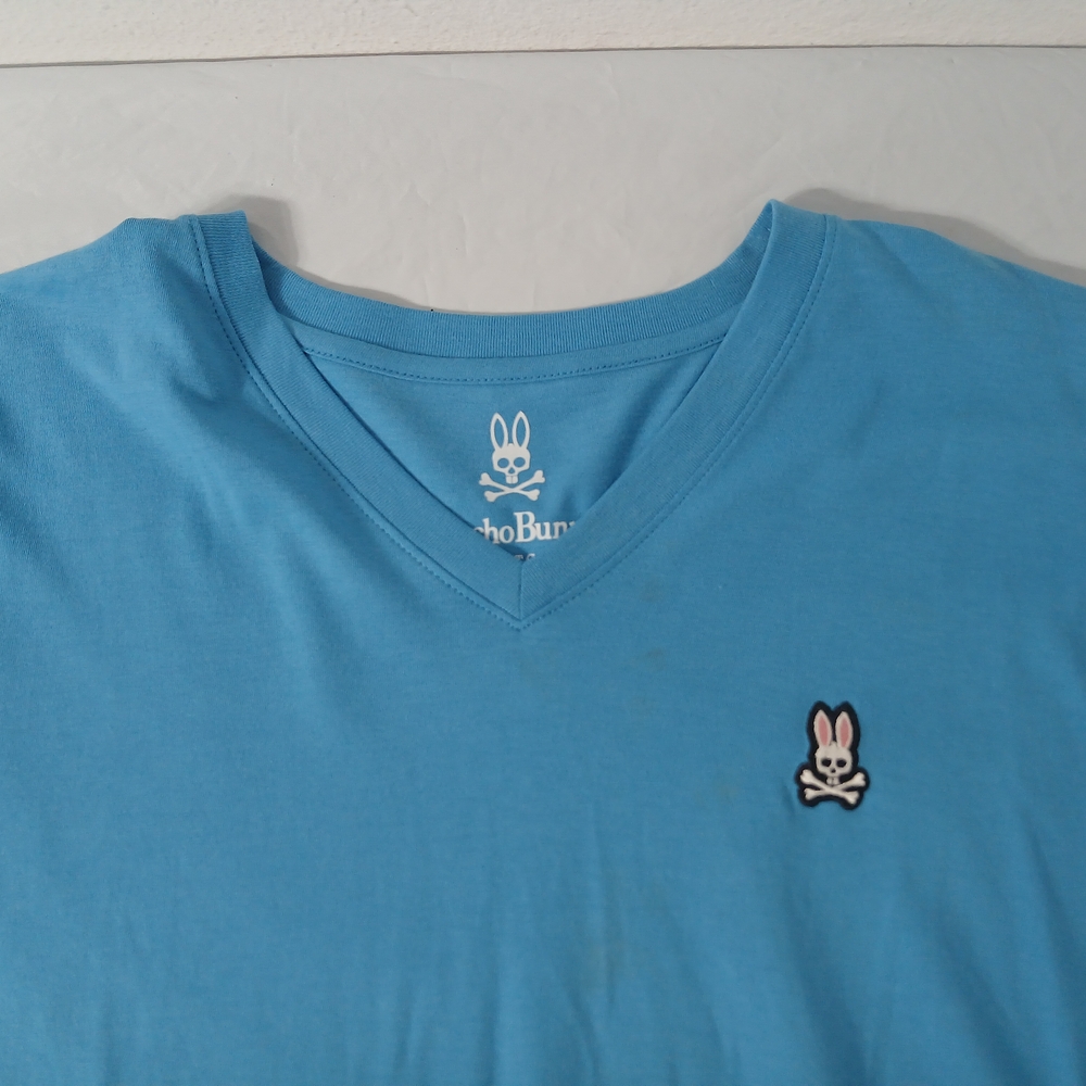 Psycho Bunny Men's Blue V-Neck T-Shirt